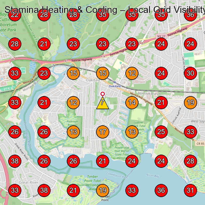 Stamina Heating & Cooling GeoGrid visibility map for Hvac Contractor in None